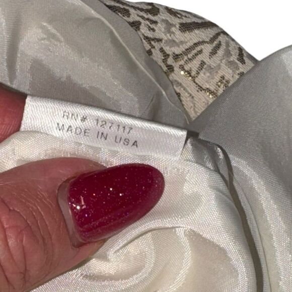 BADGLEY MISCHKA collection white & gold sparkly beaded strapless formal dress - Picture 7 of 7